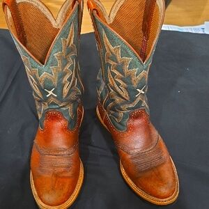 Men's Western Leather Twisted "X" Boots - Brown and Green